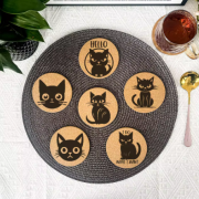 Black Cat 6 Piece Coaster Set